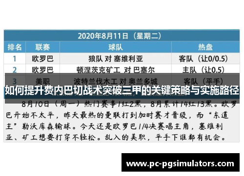 如何提升费内巴切战术突破三甲的关键策略与实施路径
